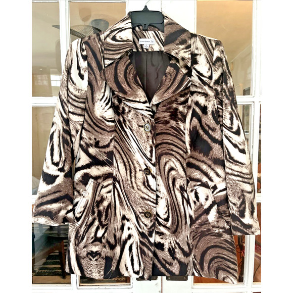 Susan Graver Jacket Raincoat Animal Print Abstract Lined SZ Med - Picture 1 of 7
